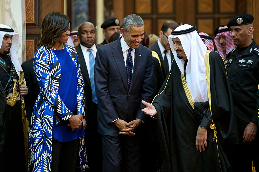 Michelle Obama, Barack Obama ve Kral Salman