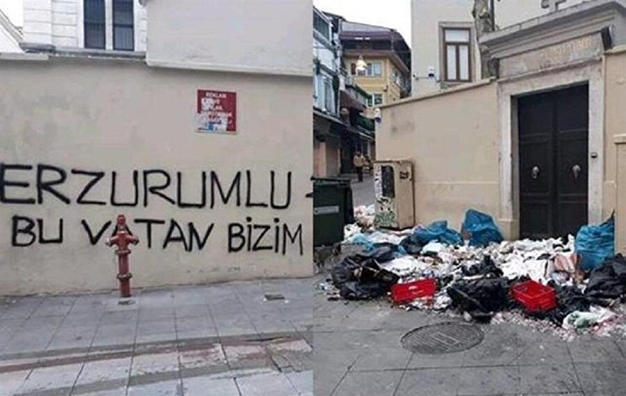 Surp Takavor Ermeni Kilisesi'nin duvarına yazı yazan ve önüne çöp döken kişi emniyet ekipleri tarafından gözaltına alındı.