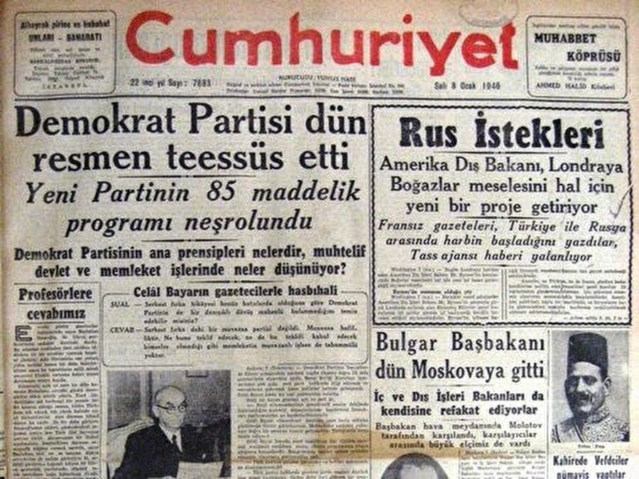 1946 - Demokrat Parti kuruldu

                                    7 Ocak'ta Celal Bayar, Adnan Menderes, Fuat Köprülü ve Refik Koraltan tarafından Demokrat Parti kuruldu.
                                