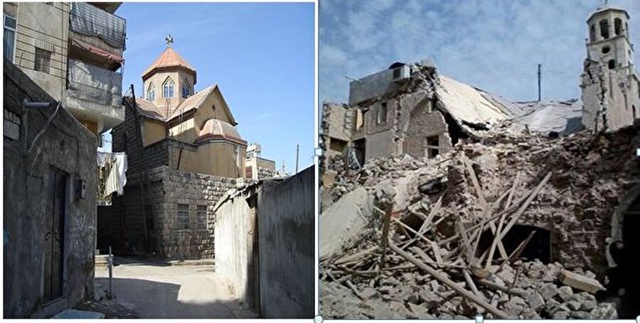 13- Surp Kevork Ermeni Kilisesi

                                    Tamamen harabeye dönen Halep’in yitirdiği eserlerden biri de Surp Kevork Ermeni Kilisesi. 2012 yılında Halep'te Ermenilerin yoğun olarak yaşadığı Nor Küğ (Midan) mahallesinde bulunan kilise ateşe verildi ve şu an kullanılamaz durumda.
                                