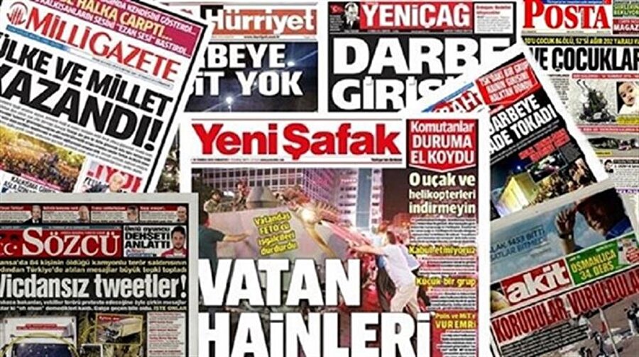 15 temmuz gazete manşetleri