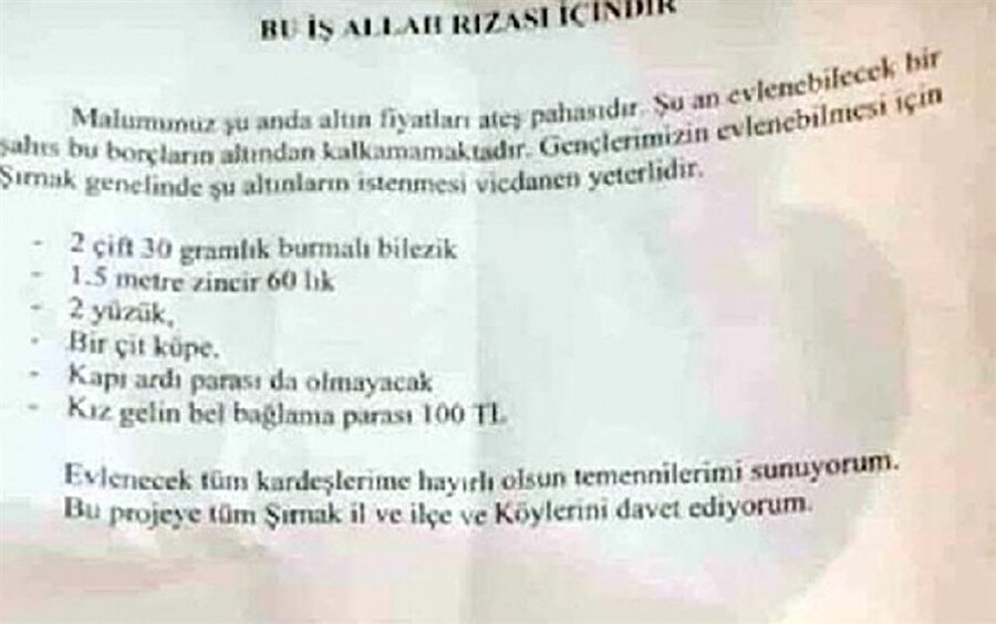 Damattan istenen takı ve paraya muhtar 'ayar' çekti.