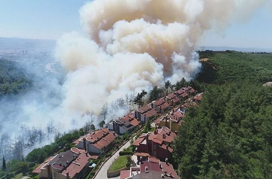 Bursa’daki orman yangını rüzgârın da etkisiyle büyümeye devam ediyor.