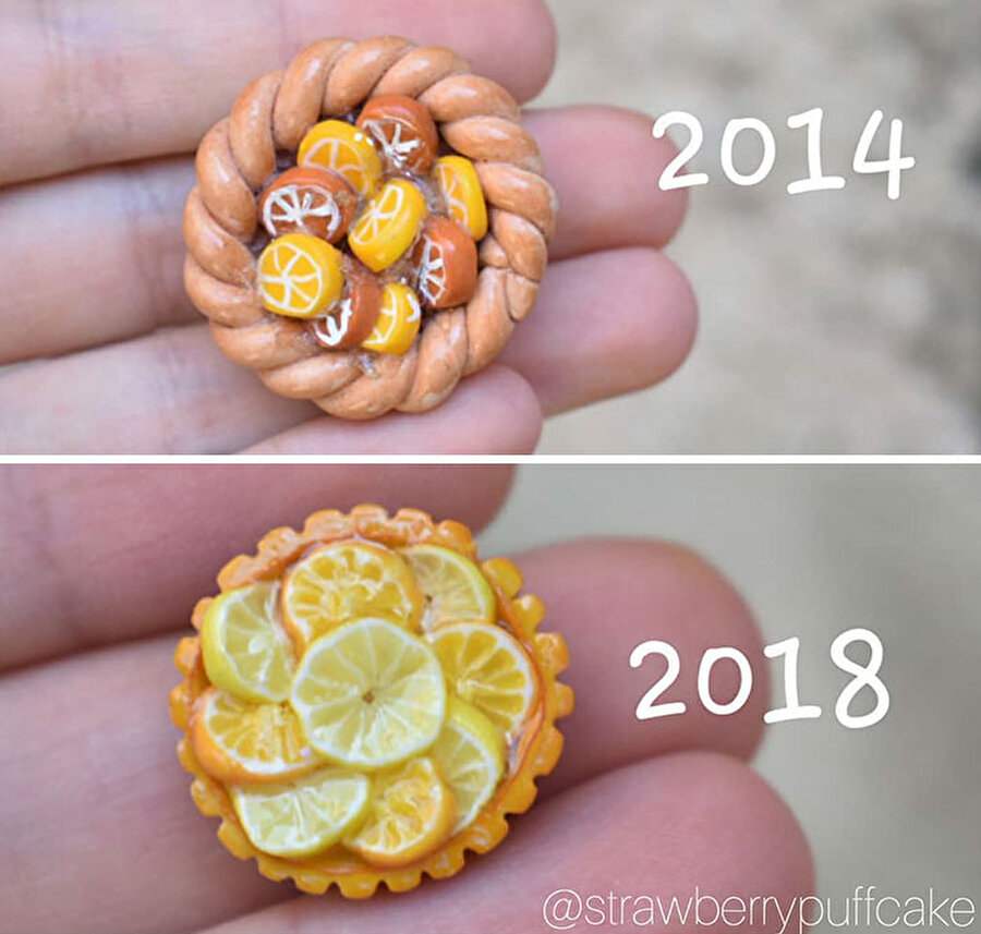 Zamanla büyüyen limon dilimleri.
