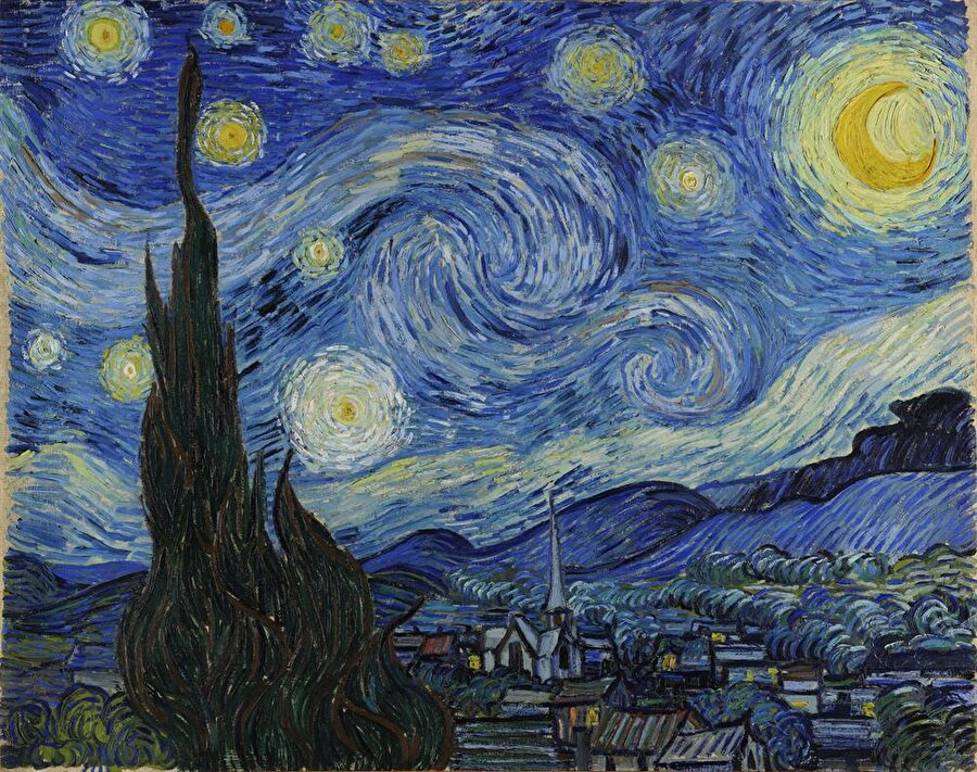 Sanatla bütünleşmiş bir eser, Yıldızlı Gece, V. Van Gogh, 1889