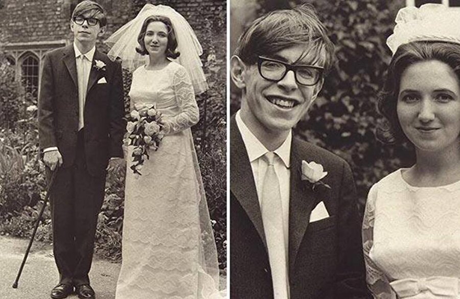 ​Stephen Hawking ve eşi Jane'nin düğününden bir kare, 1965 yılı
