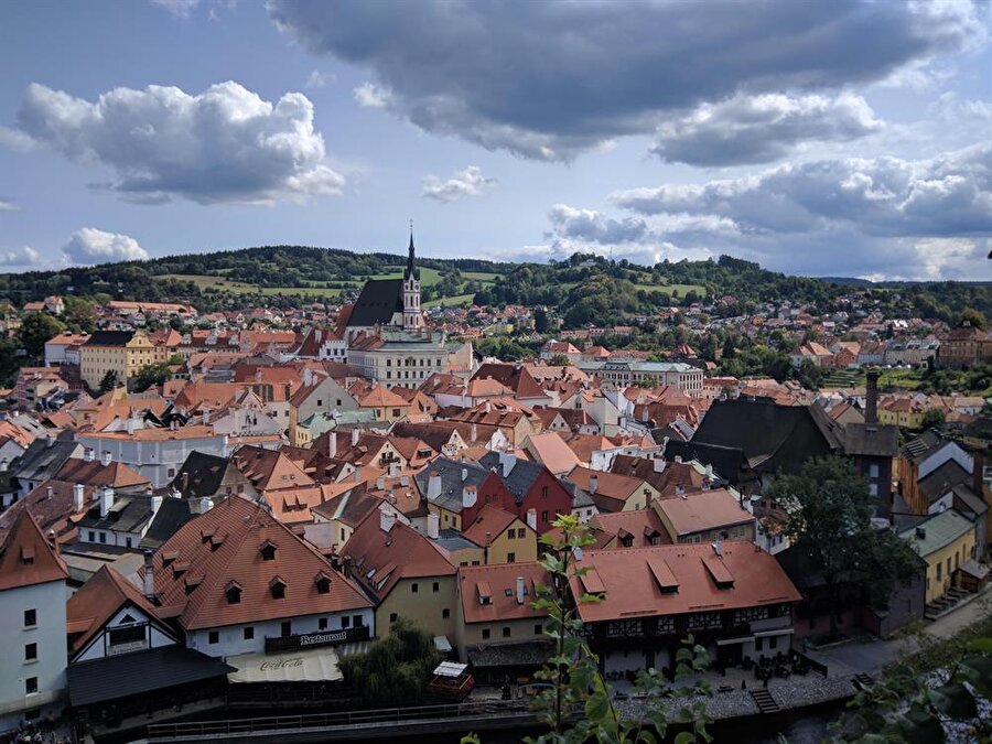 Çek Cumhuriyeti'nde Cesky Krumlov Kalesi'nin görünümü