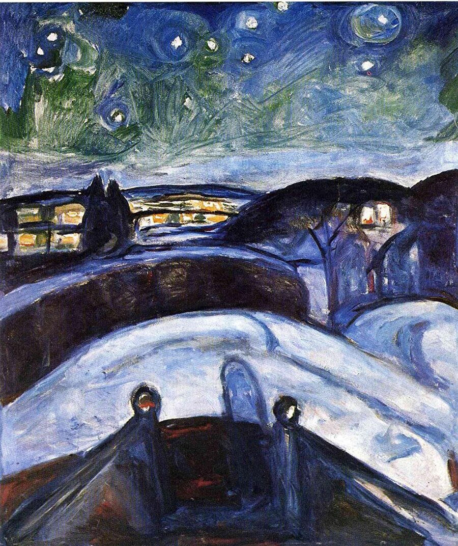 Bir Van Gogh esinlenmesi, Yıldızlı Gece, Edvard Munch, 1893