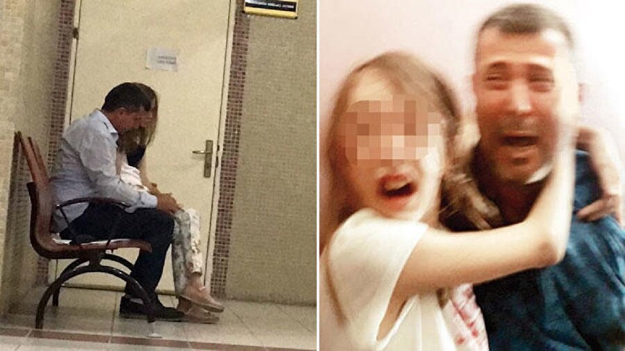 Annenin bugün pedagogla görüşmesi esnasında baba ve kız hasret giderdi.
