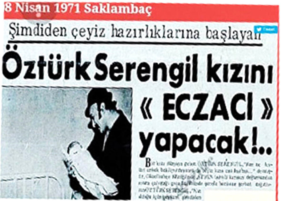 İşte o kare!
Her fırsatta 44 yaşında olduğunu dile getiren Seren Serengil'in 8 Nisan 1971 yılında yayınlanan gazete küpüründe babası Öztürk Serengil'le birlikte çekilen fotoğraf karesi, gerçeği ortaya çıkardı.