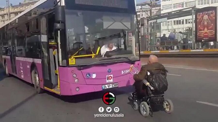 Engelli yolcu kendisini almayan otobüs şoförüne tepki göstermişti.
