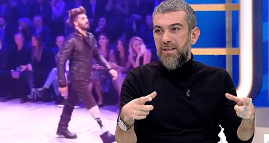 Defilesinde farkındalık yaratmak isteyen Hakan Akkaya'ya, bir bacağında protez olan erkek model Muhammed Eymen Şahin eşlik etti.