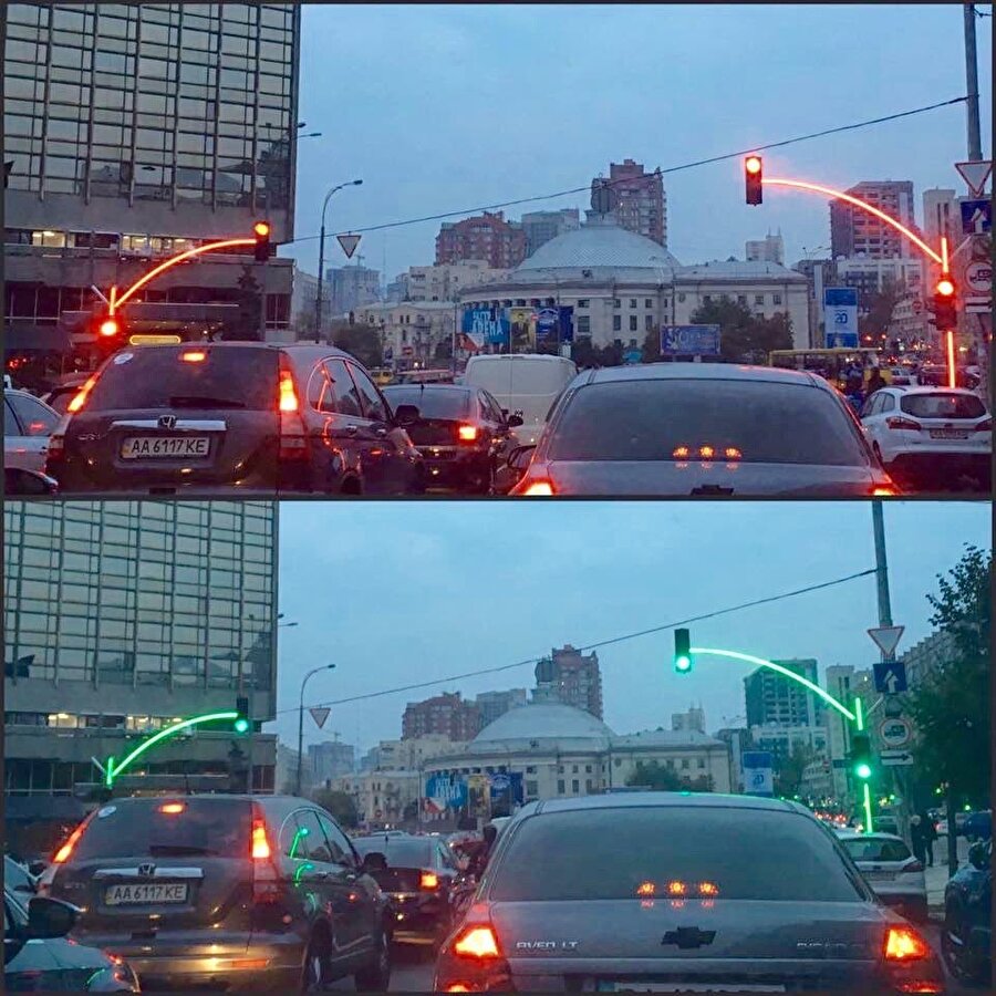 Trafik ışıklarını uzaktan belli eden ışıklandırma sistemi