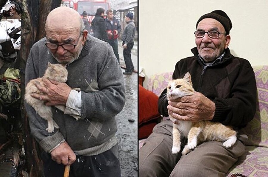 Ali Dede artık yeni evinde kedileriyle mutlu