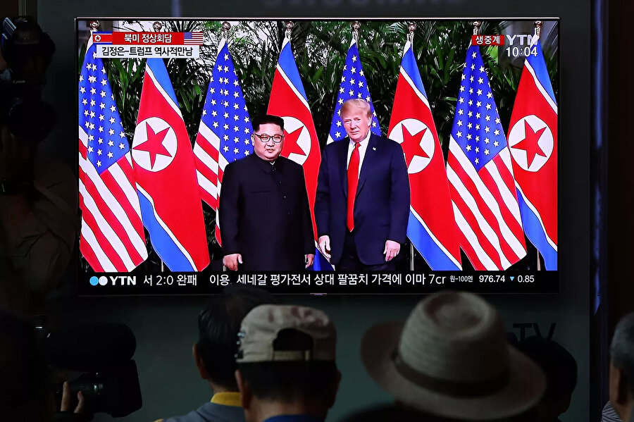 Kuzey Kore lideri Kim Jong Un ve Donald Trump, 2018’de Singapur zirvesinde.