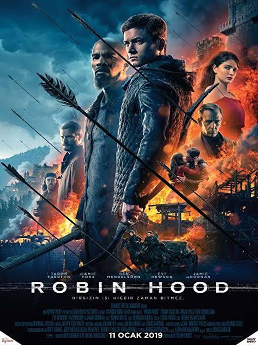 Robin Hood
İngiliz halk hikayelerinde önemli yeri olan, bazen görevini kötüye kullanan yöneticilerle bazen de halka zulüm eden soylularla mücadele yürüten halk kahramanı Robin Hood'u anlatan 2018 yapımlı filmin başrolünde bu kez Taron Egerton yer alıyor. Yönetmen koltuğuna Otto Bathurst'un oturduğu, macera ve aksiyon türündeki film, Robin Hood'un Haçlı Seferleri'nden dönüşünün sonrasını ele alıyor.
