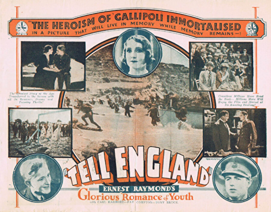 6. Tell England (The Battle of Gallipoli)
Antony Asquith'in 1931'de çektiği ilk Çanakkale konulu film olma özelliğini taşıyan Tell England, savaşa İngilizlerin gözünden bakan aynı adı taşıyan romandan esinlenilmiş bir yapım. Fay Compton ve Tony Bruce'un başrollerini oynadığı film siyah beyaz olarak izlenebiliyor.