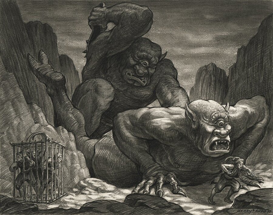 En son, Tepegöz’ün üzerine eğilip ellerini gözünün önünden çekti.