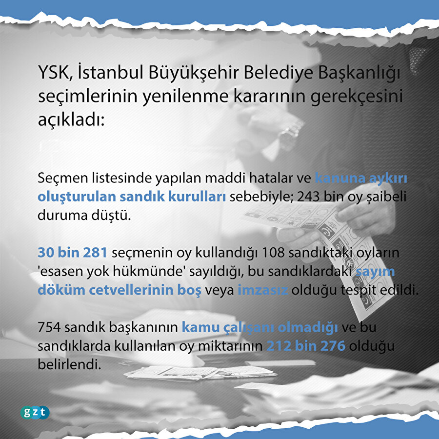 YSK İstanbul kararının gerekçesini açıkladı