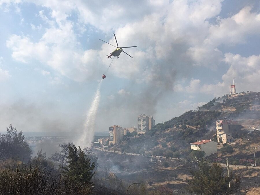 İzmir Balçova'da ormanlık alanda yangın çıktı