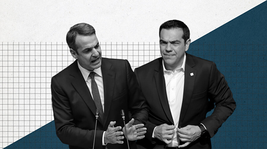 Yeni Demokrasi Partisi'nin (YDP) lideri Kiriakos Miçotakis ve Başbakan Aleksis Çipras