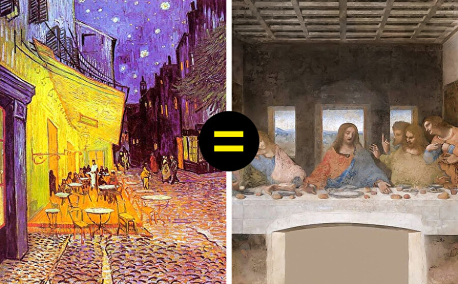 Café Terrace at Night – Vincent Van Gogh /1888

                                    
                                    
                                    
                                    
                                    
                                    
                                    
                                    
                                    
                                    
                                    
                                    
                                    
                                    
                                    
                                    
                                    
                                    
                                    Vincent Van Gogh’un bu tablosu ilk bakışta oldukça sıradan gözükse de, araştırmacı Jared Baxter, bu tabloda Da Vinci’nin ünlü “Son Akşam Yemeği” tablosuna bir gönderme olabileceğini söyledi. Tabloya yakından baktığınızda ortada duran beyaz tunikli garsonu ve etrafındaki 12 kişiyi görebiliyorsunuz. Ayrıca kompozisyonun arka tarafında bir haç olduğu görülüyor.
                                
                                
                                
                                
                                
                                
                                
                                
                                
                                
                                
                                
                                
                                
                                
                                
                                
                                
                                