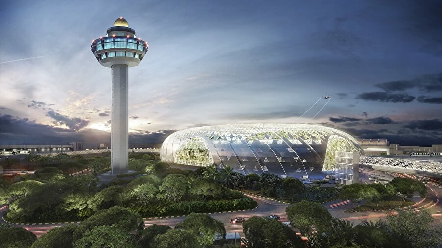 Singapur Changi Havalimanı görünüm