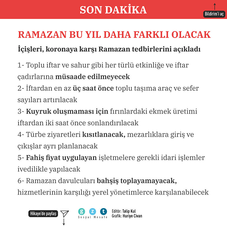 Koronavirüse karşı Ramazan ayında alınacak tedbirler açıklandı