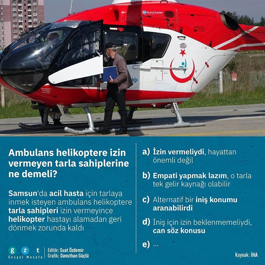 Ambulans helikoptere izin vermeyen tarla sahiplerine ne demeli?