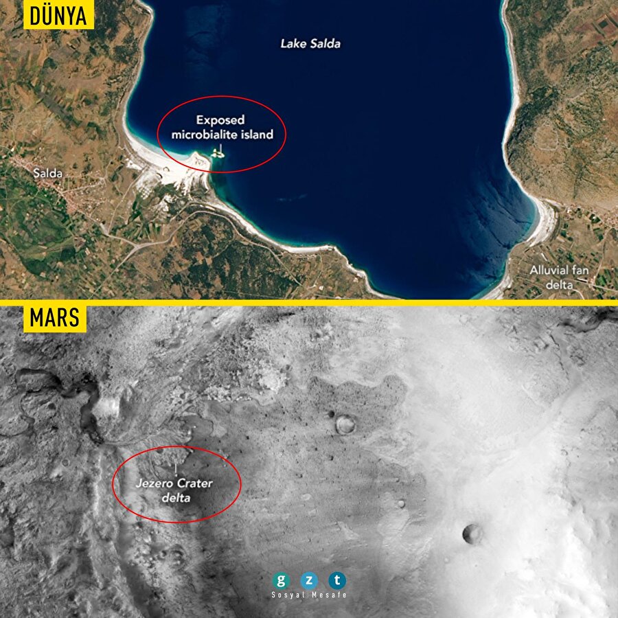 NASA, Salda Gölü'nü Twitter'dan paylaştı