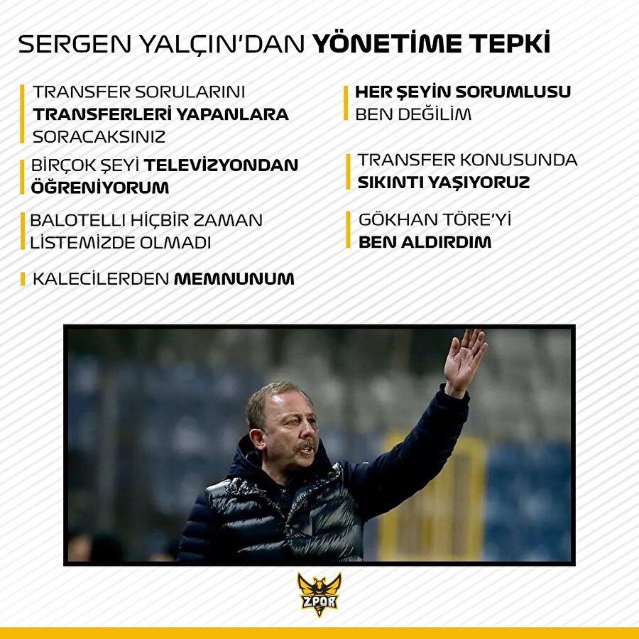 Sergen Yalçın'dan yönetime tepki