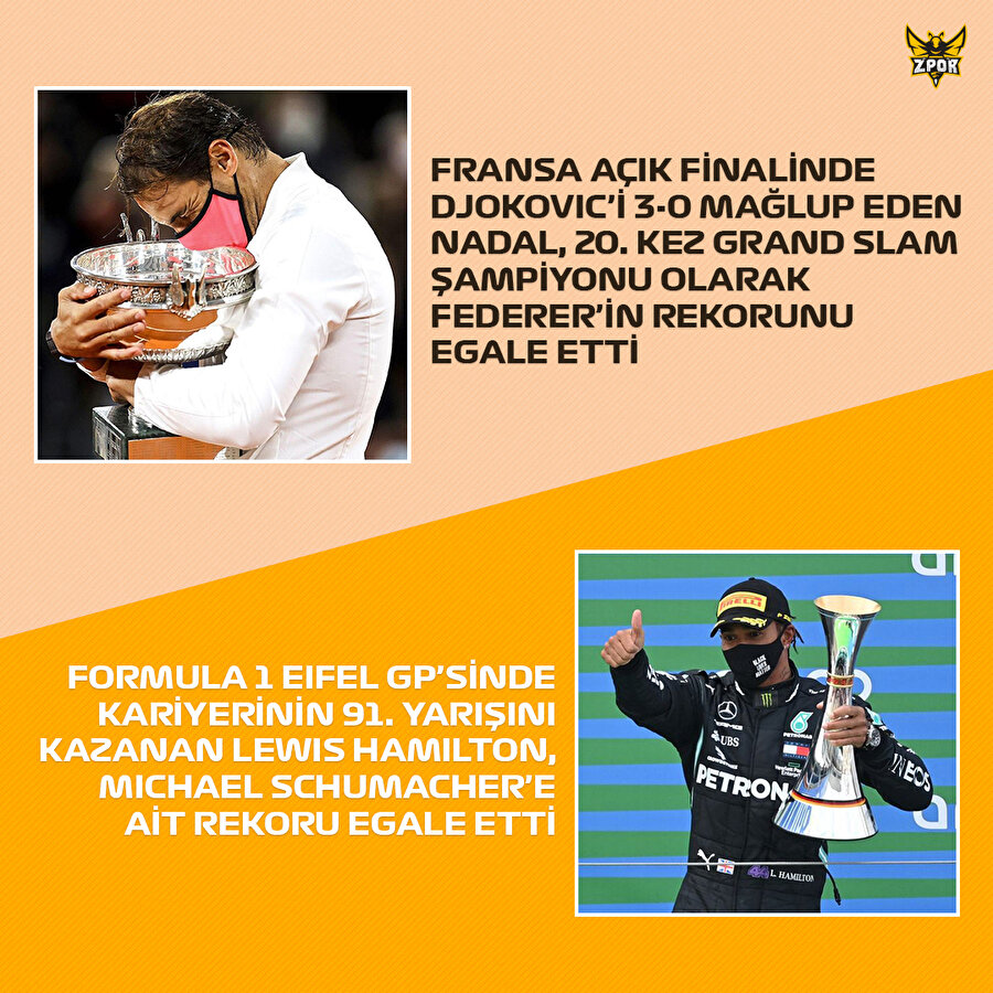 Nadal, Federer'i; Hamilton, Schumacher'i yakaladı