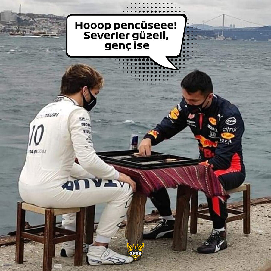 Formula 1 pilotlarının boğazda tavla keyfi