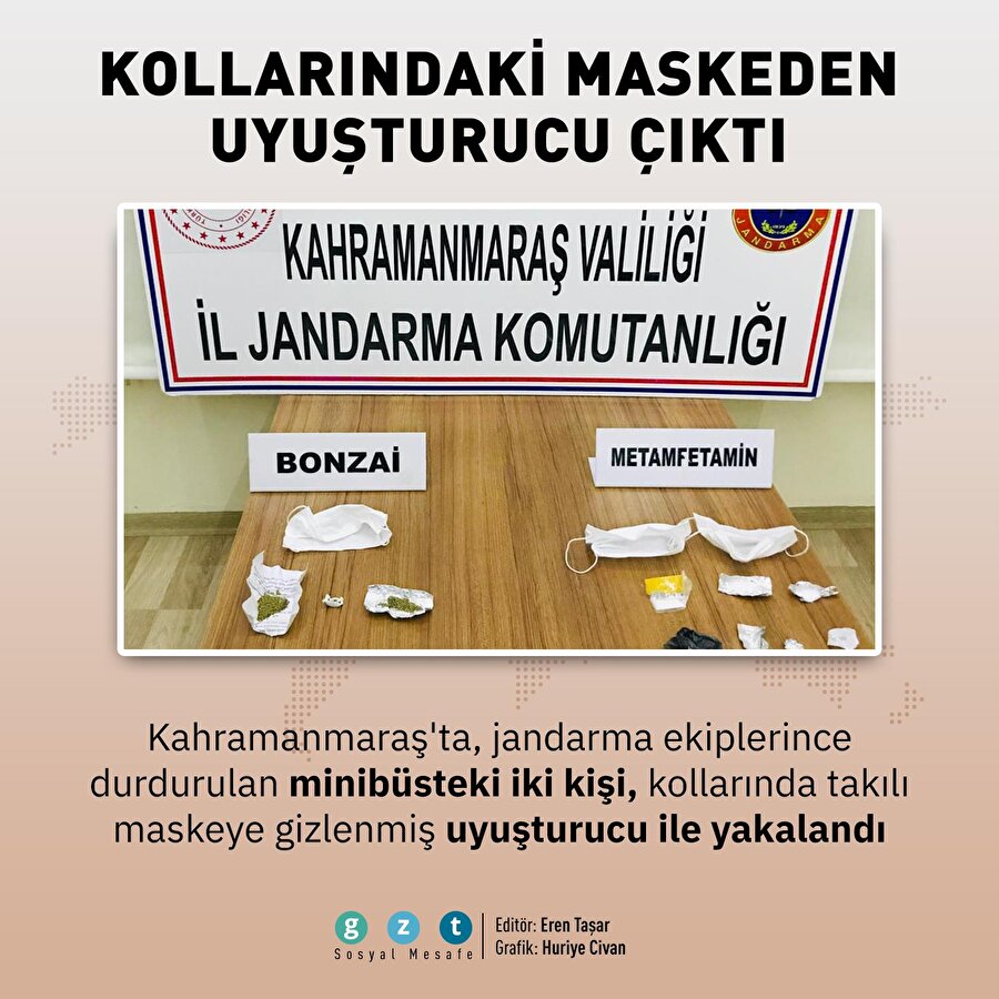 Kollarındaki maskeden uyuşturucu çıktı