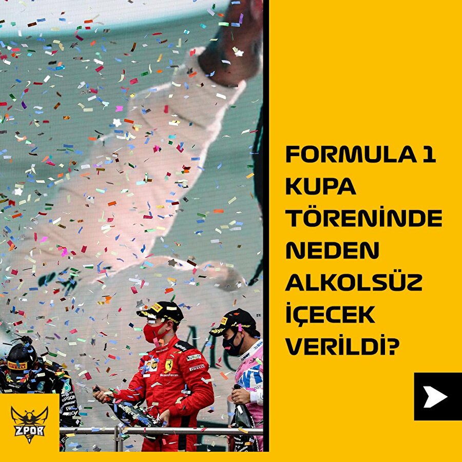 Formula 1 ödül töreninde neden alkolsüz içecek kullanıldı?