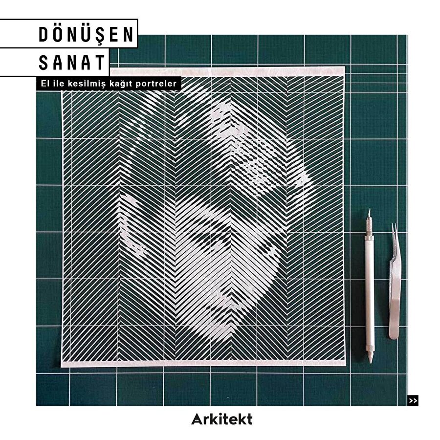 El ile kesilmiş kağıt portreler
