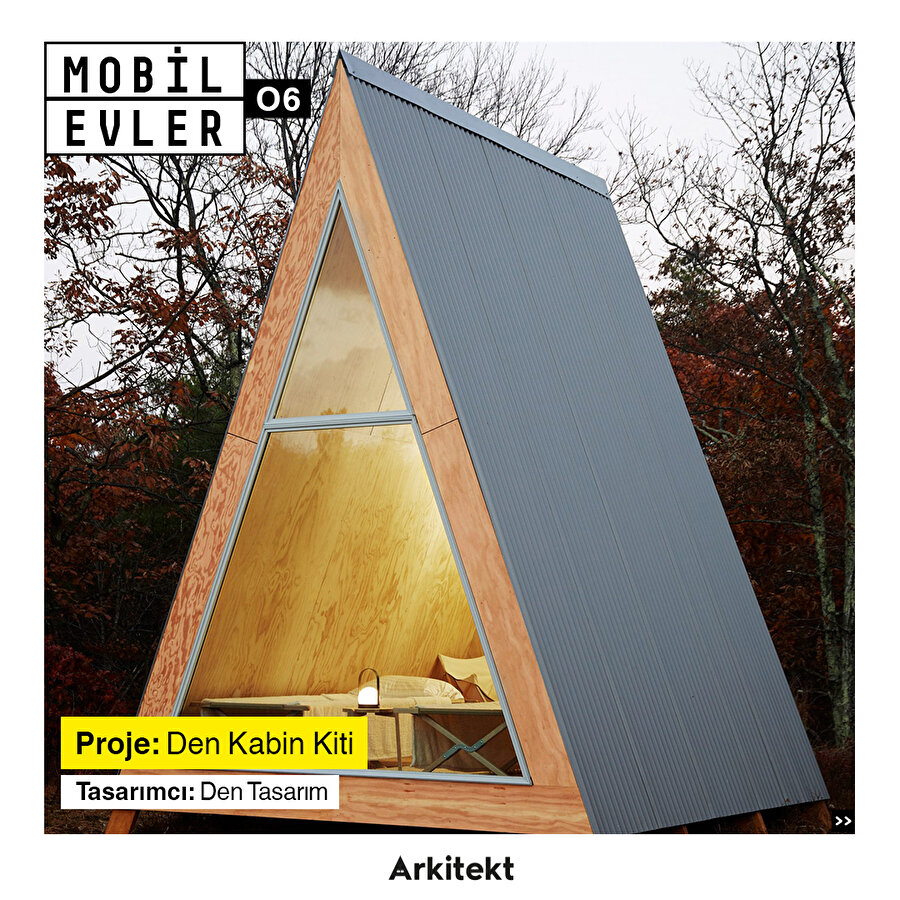 Yalın tasarımıyla üçgen formlu mobil ev: Den Kabin Kiti