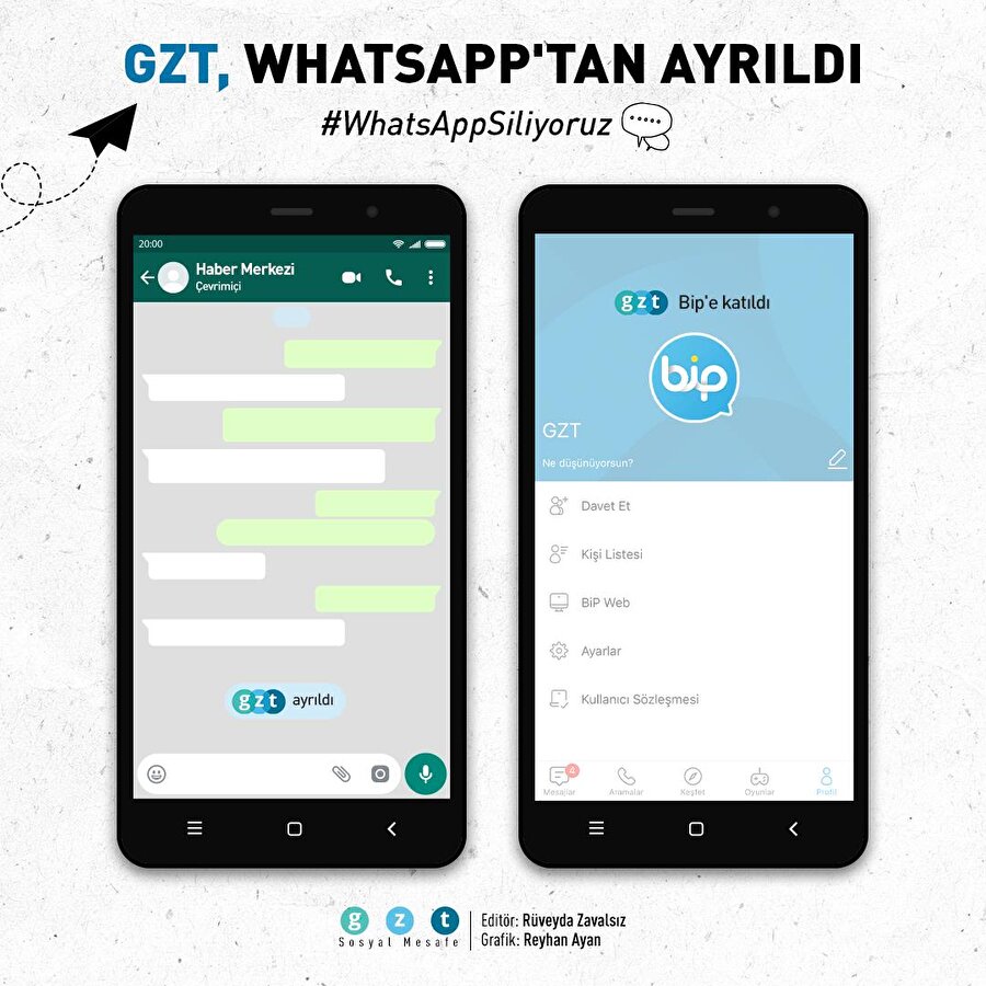 GZT, WhatsApp'dan ayrıldı