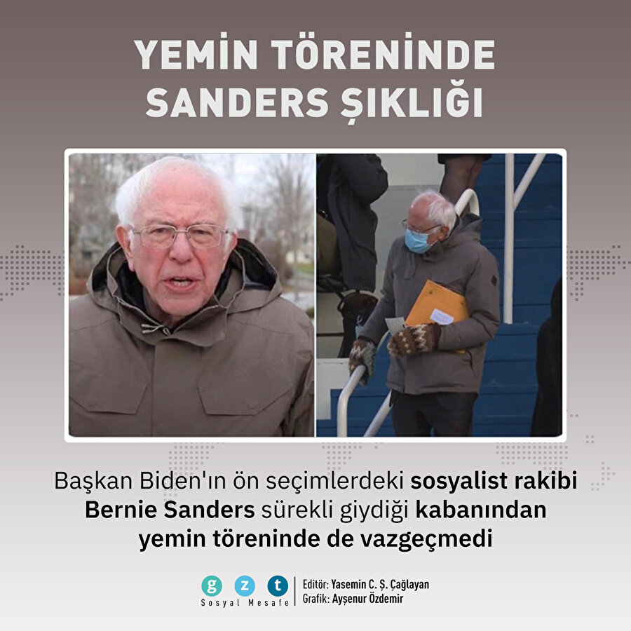 Bernie Sanders yemin töreninde kabanıyla konuşuldu