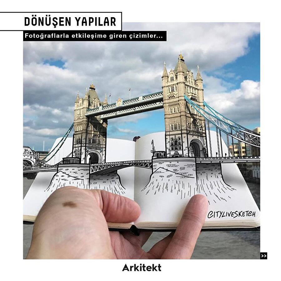 Fotoğraflarla etkileşime giren çizimler
