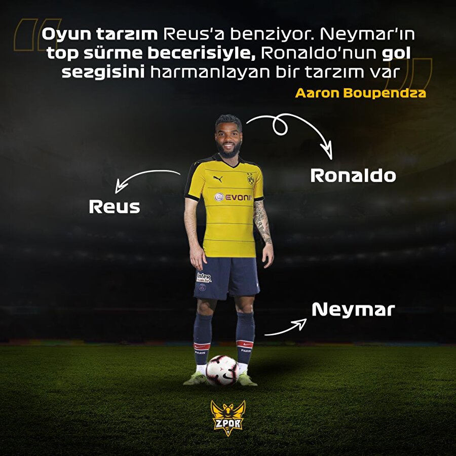 Ronaldo, Neymar ve Reus karışımı Bouependza