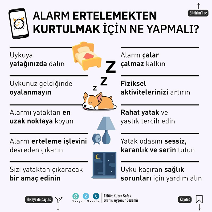 ⏰ Her gün alarmı ertelememek için 10 tavsiye