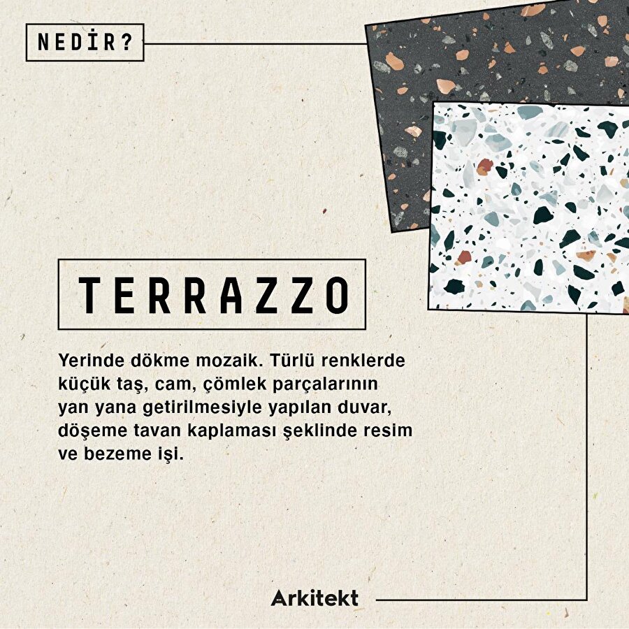 Mimarlık sözlüğünde 'terrazzo'