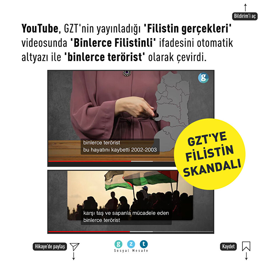 YouTube'da Filistin skandalı