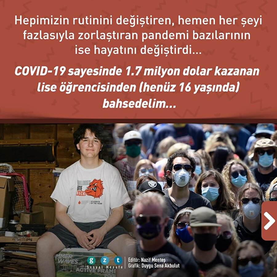 COVID-19 sayesinde 1.7 milyon dolar kazanan lise öğrencisi