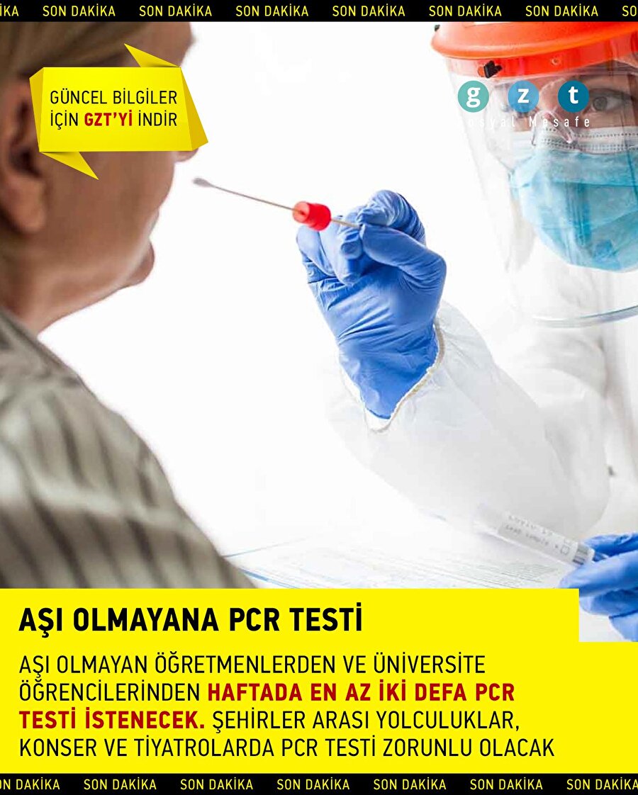 Aşı olmayanlardan PCR testi istenecek