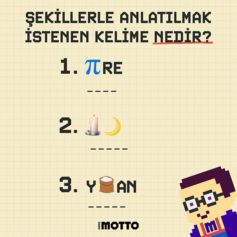 Şekillerle anlatılmak istenen kelime nedir? 