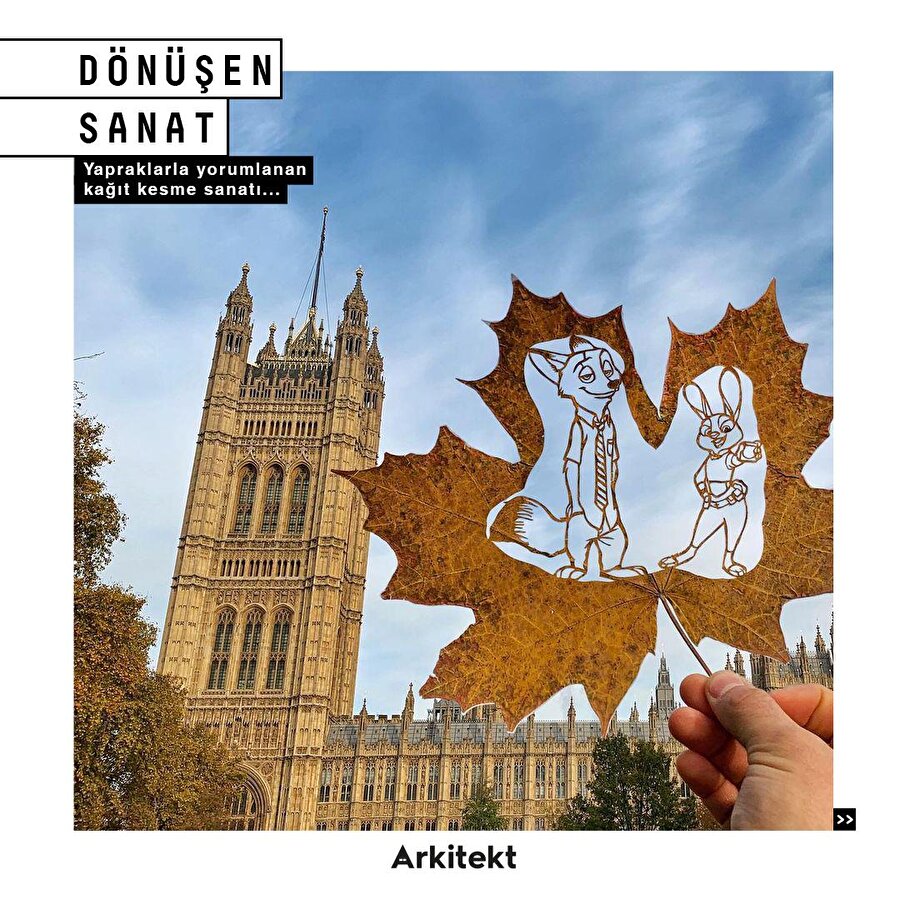 Yapraklarla yorumlanan kağıt kesme sanatı