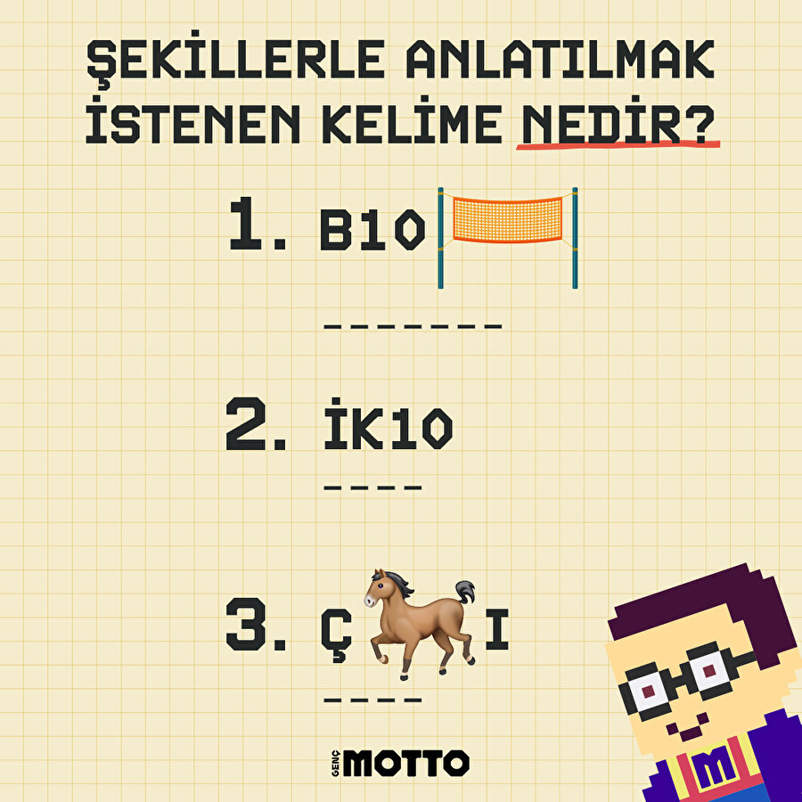 Şekillerle anlatılmak istenen kelime nedir? 