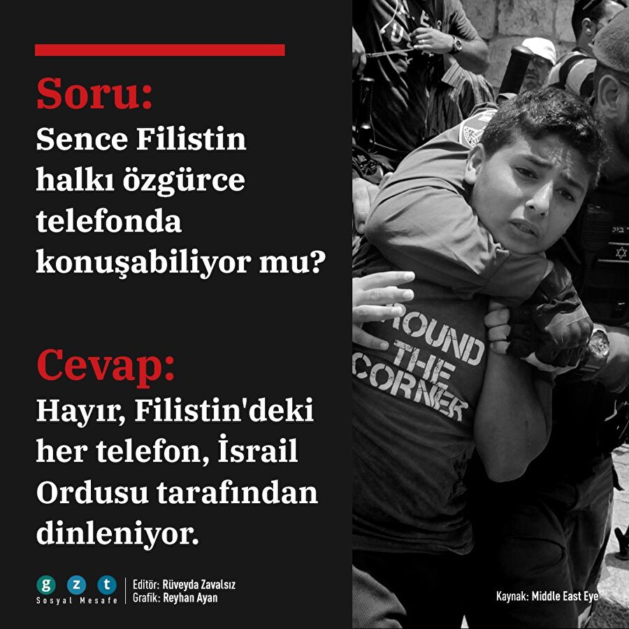 İsrail Filistin'deki tüm telefonları dinliyor